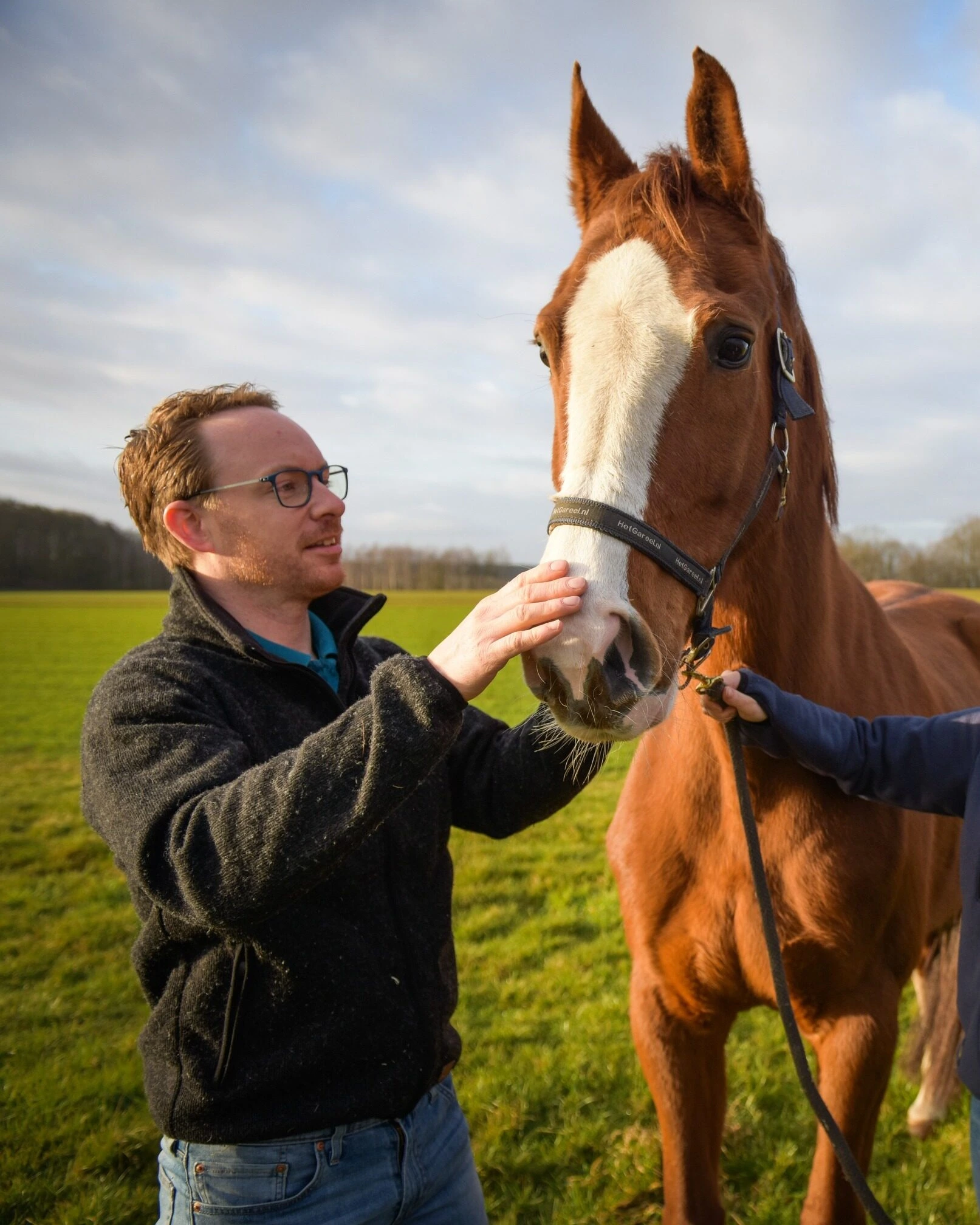 Wouter Demey with a chestnut horse