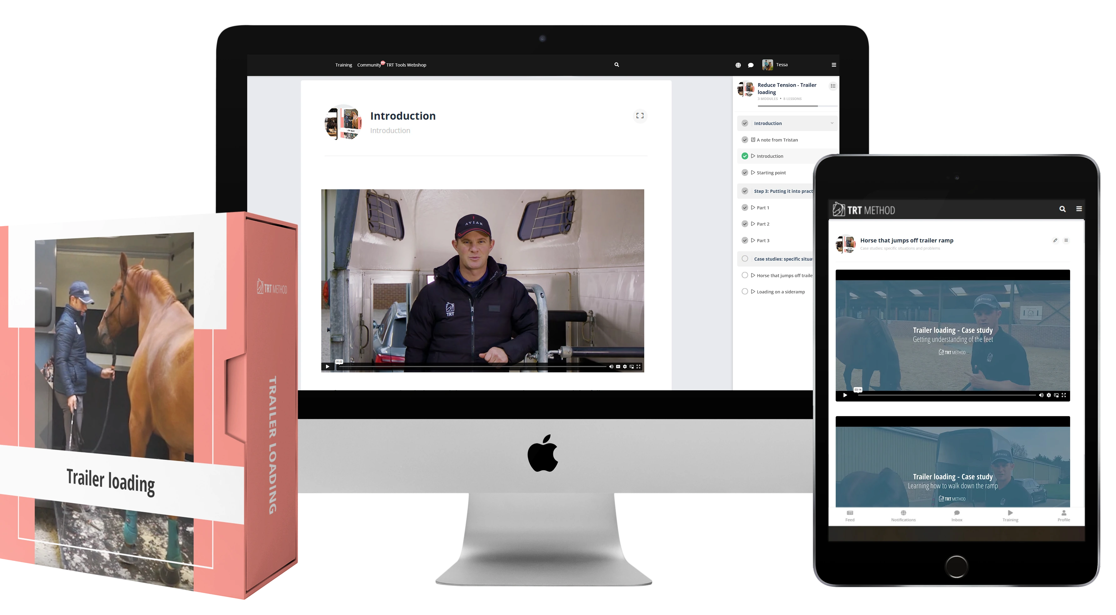 Trailer Loading digital course shown on desktop, tablet, and course box