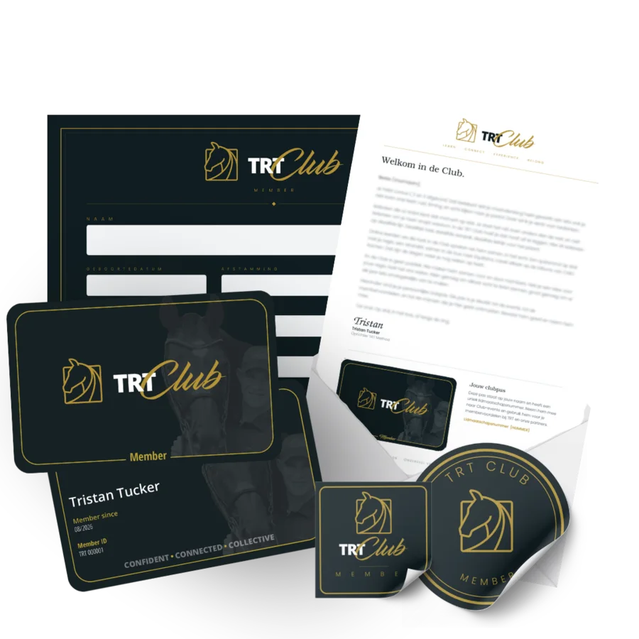 TRT Club welcome package with member card, welcome letter, certificate and stickers