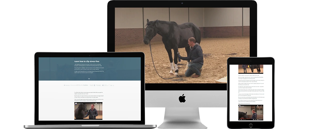 Clipping Course shown across desktop, laptop, and tablet