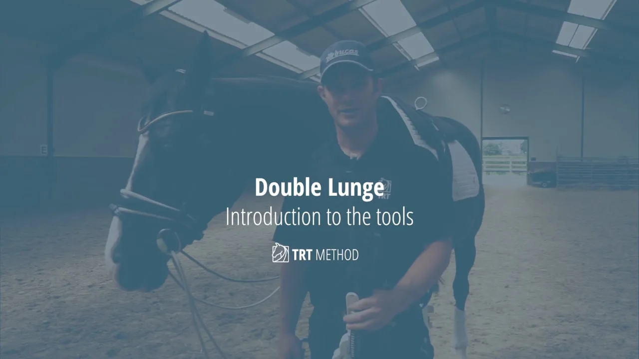 Tristan Tucker introducing the TRT tools to a horse on the double lunge